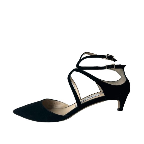 Jimmy Choo Black Suede Kitten Heels Sz37 - Picture 2 of 6